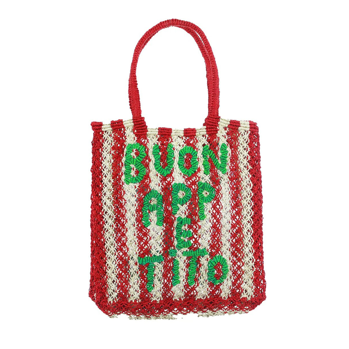 Buon Appetito Jute Bag - Scarlett, Natural & Green