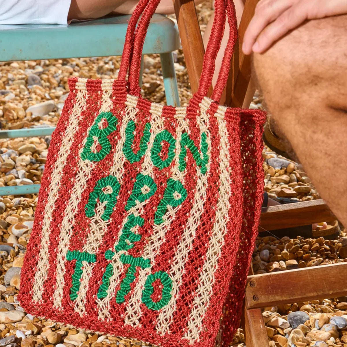 Buon Appetito Jute Bag - Scarlett, Natural & Green