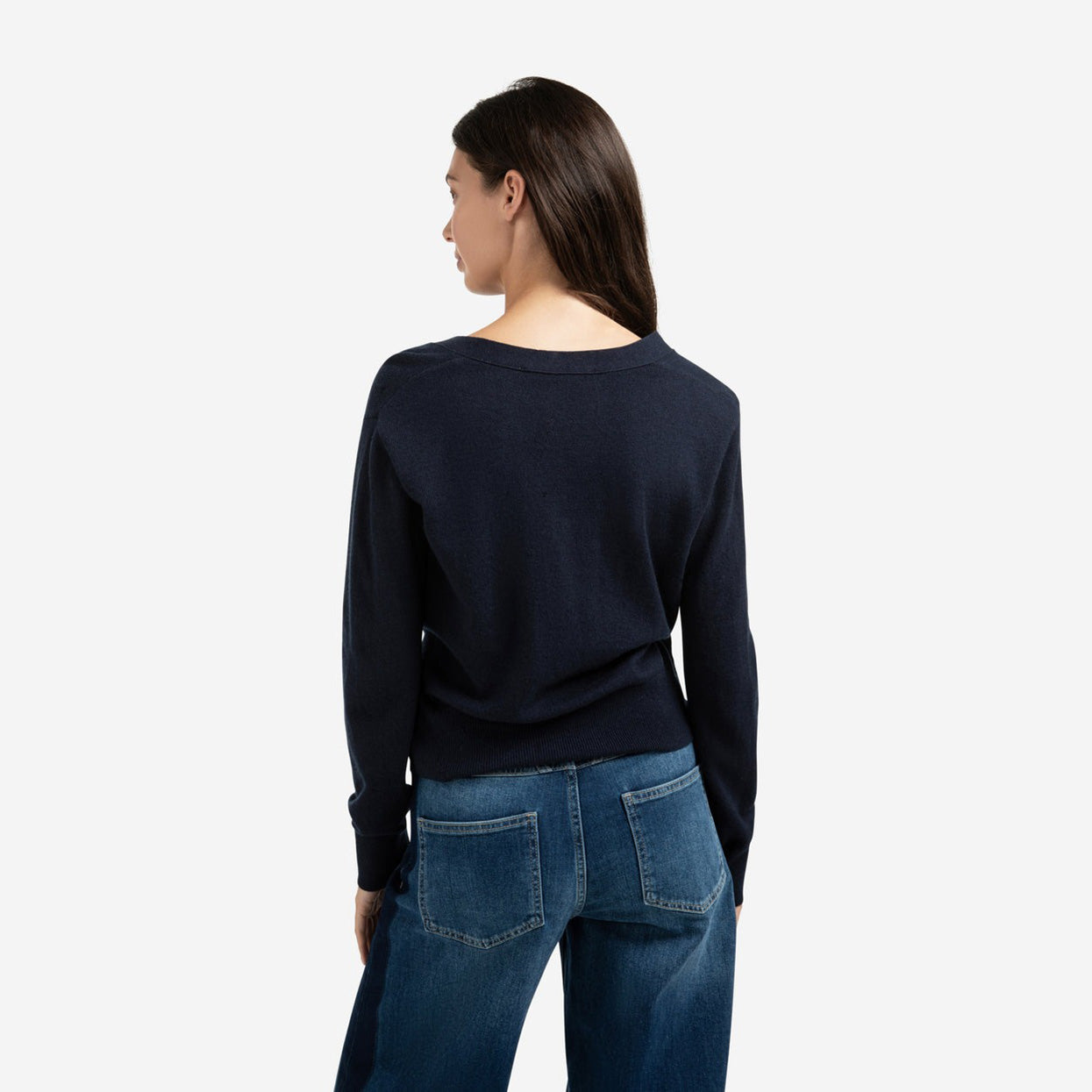 Cardigan with V-Neck & Tie Waist - Inkwell Blue