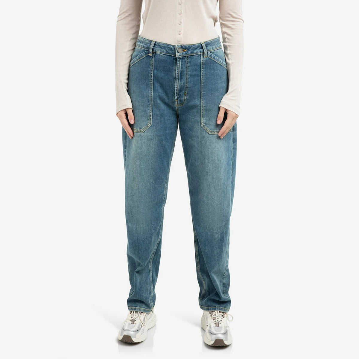 Cargo Jeans with Low Crotch and Wide Legs