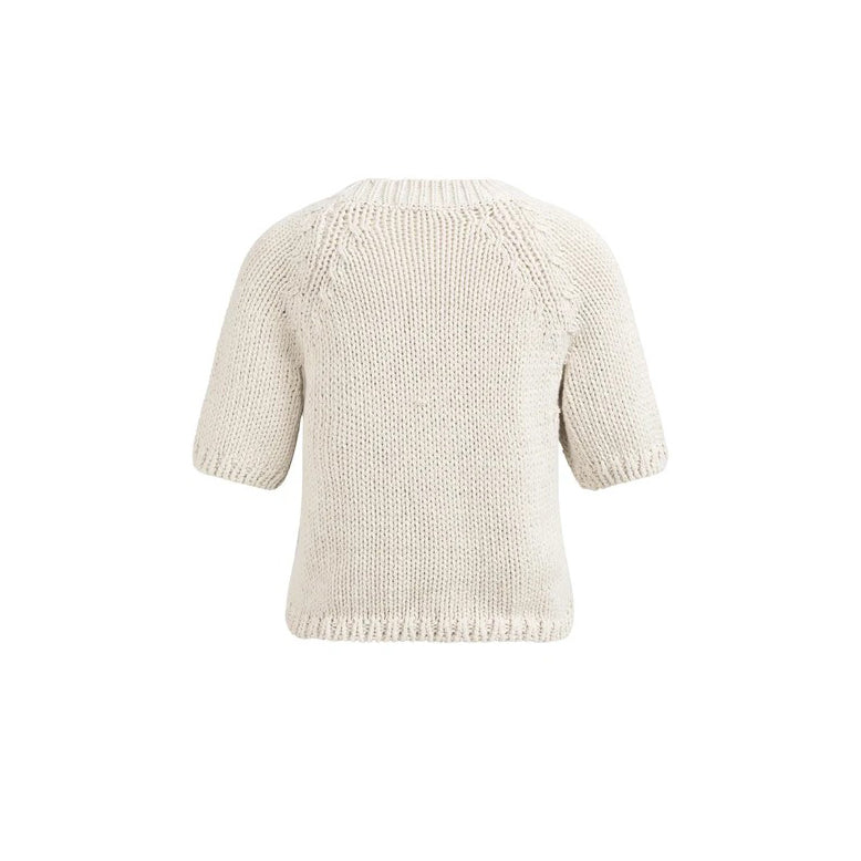 Cropped Chunky Knit Sweater - Kit Beige