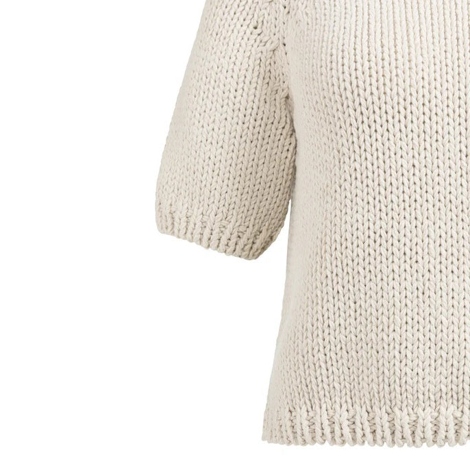Cropped Chunky Knit Sweater - Kit Beige