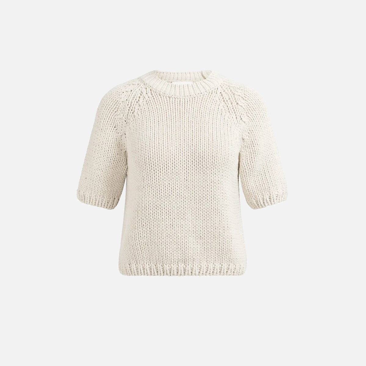 Cropped Chunky Knit Sweater - Kit Beige