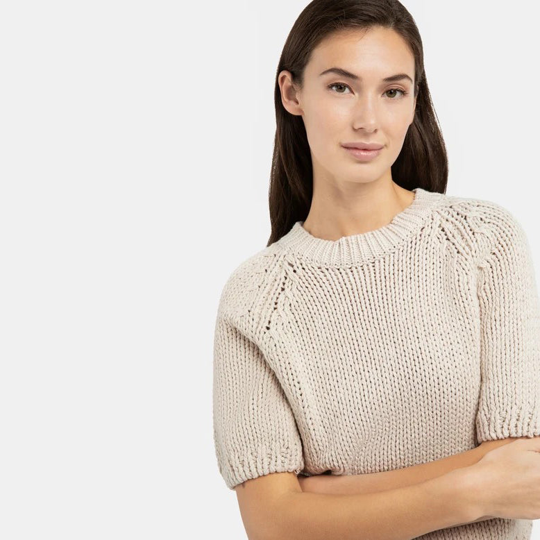 Cropped Chunky Knit Sweater - Kit Beige
