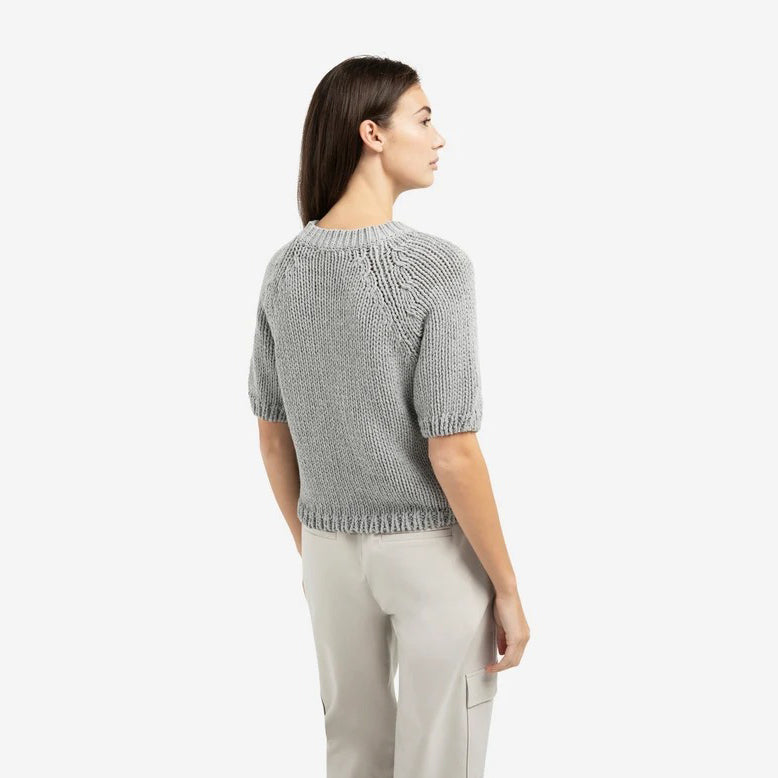 Cropped Chunky Knit Sweater - Iron Grey