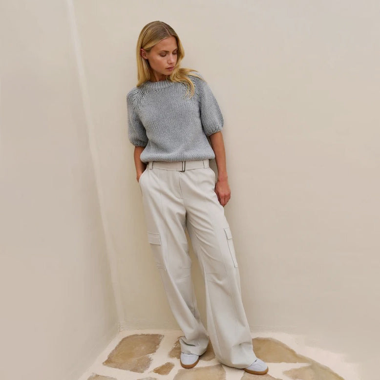 Cropped Chunky Knit Sweater - Iron Grey