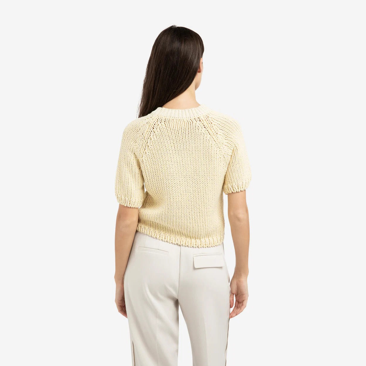 Cropped Chunky Knit Sweater - Reed Yellow