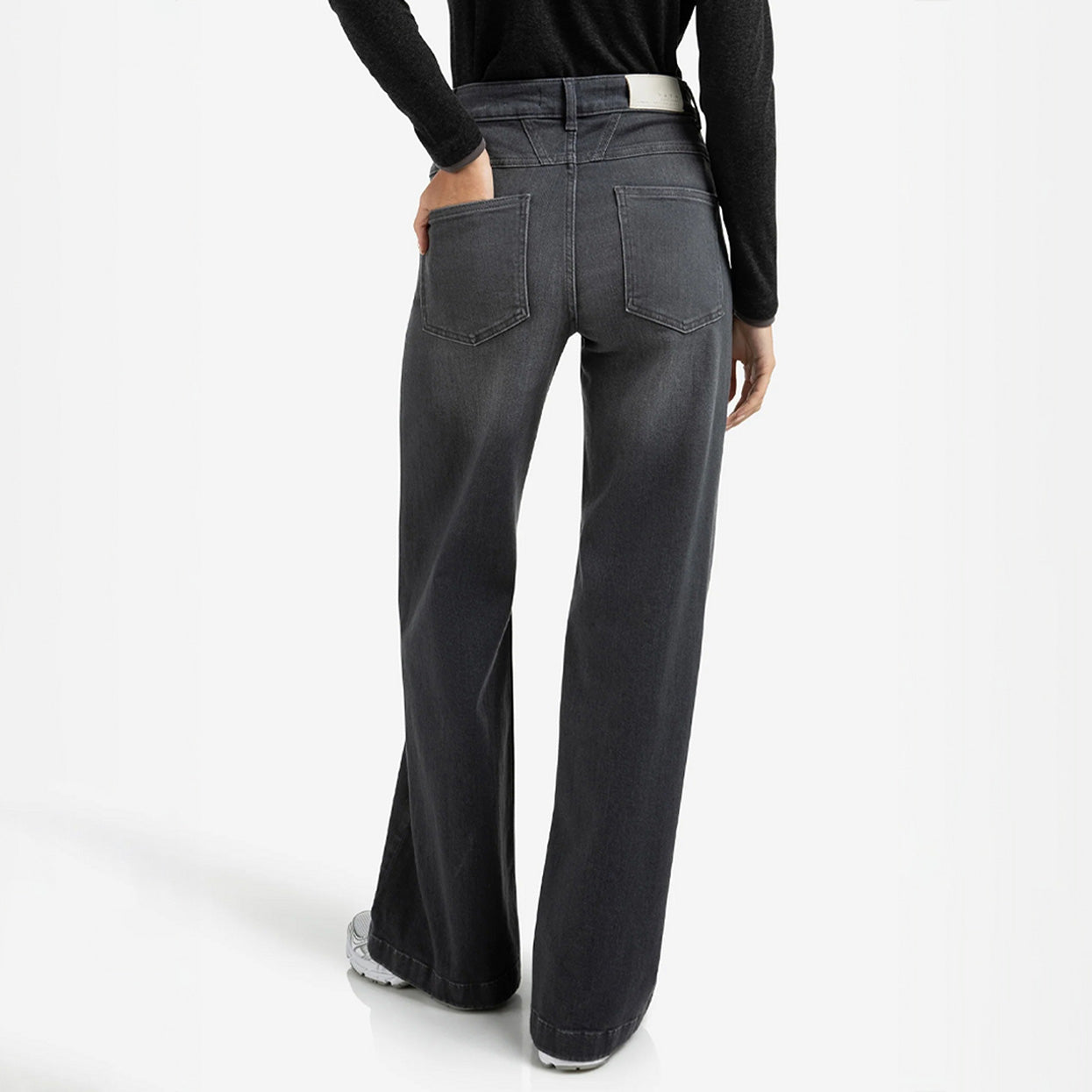 High-Waist Wide-Leg Jeans - Grey