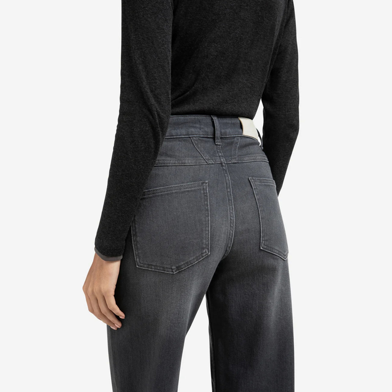 High-Waist Wide-Leg Jeans - Grey