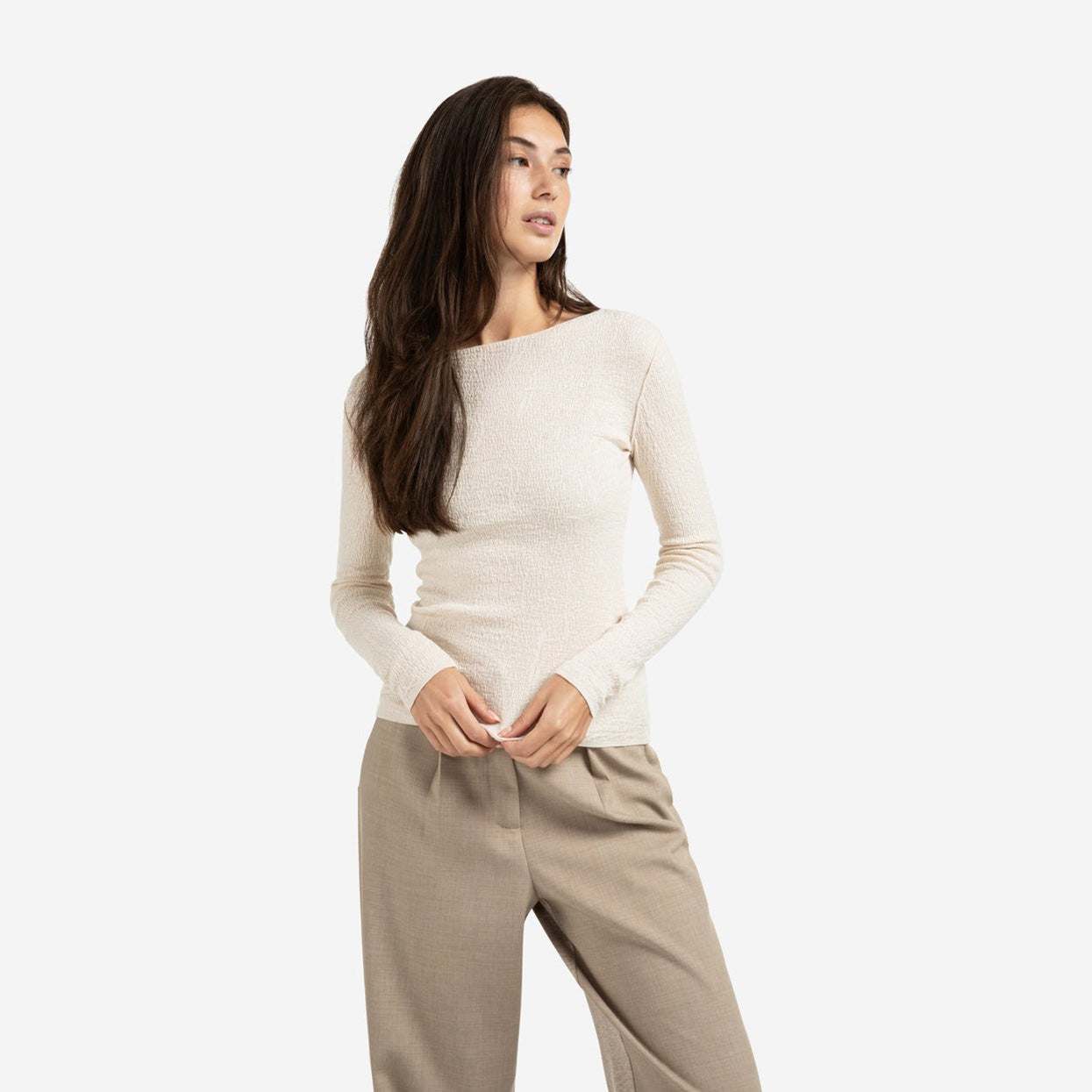 Fine Knitted Top with Texture - Chalk White