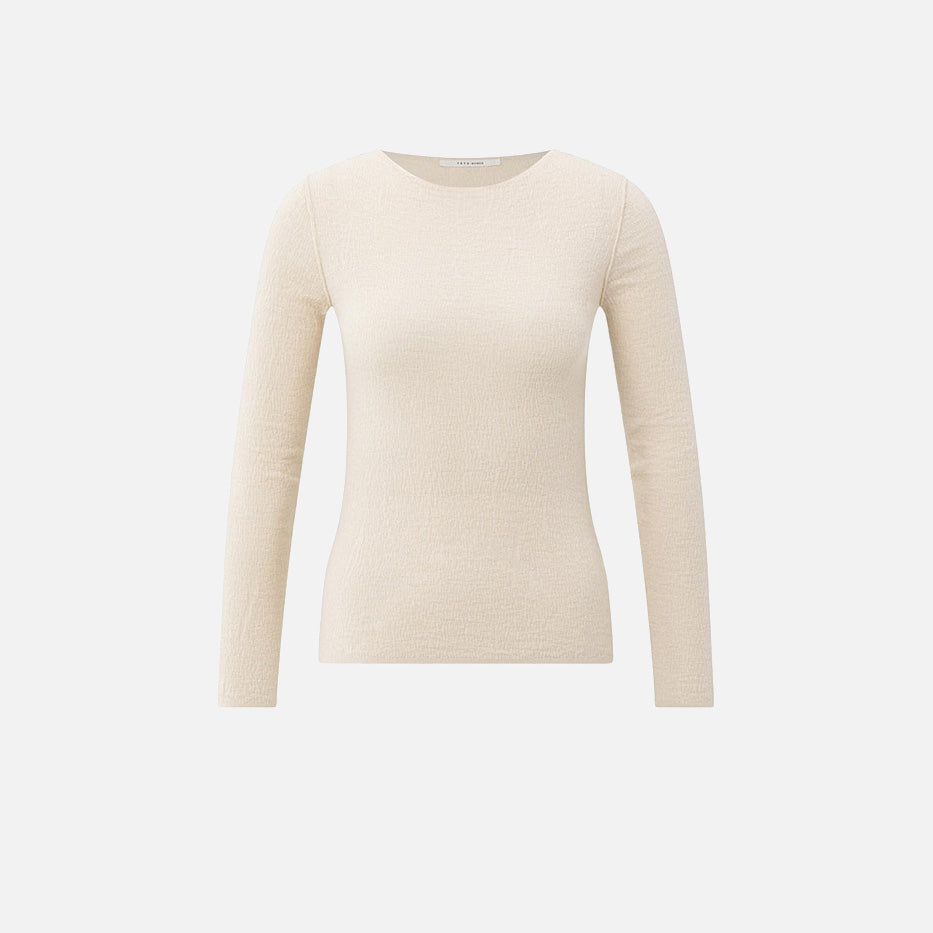 Fine Knitted Top with Texture - Chalk White