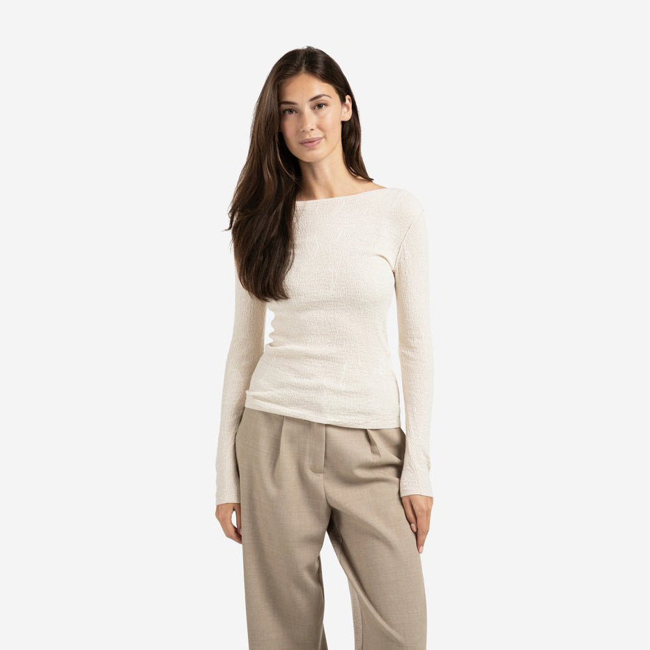 Fine Knitted Top with Texture - Chalk White