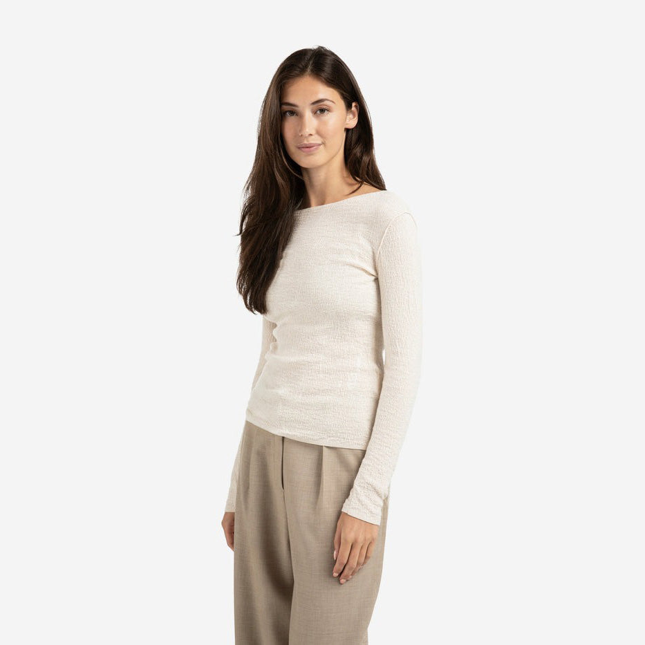 Fine Knitted Top with Texture - Chalk White