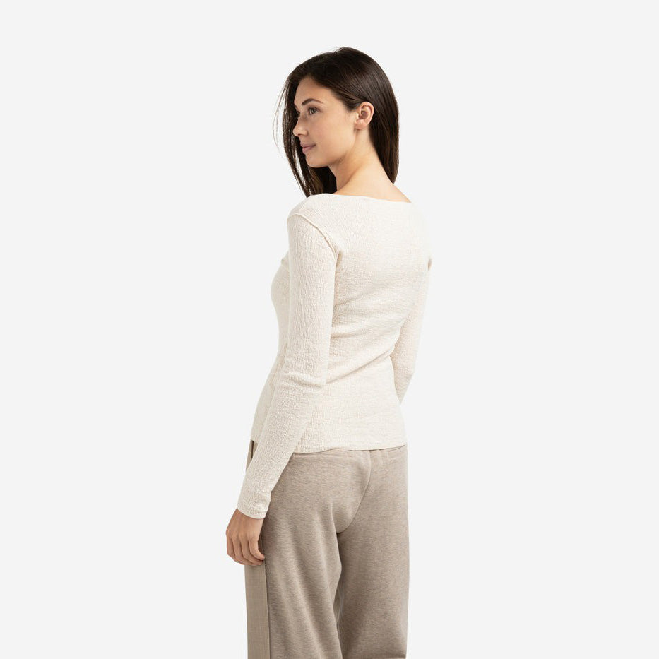 Fine Knitted Top with Texture - Chalk White