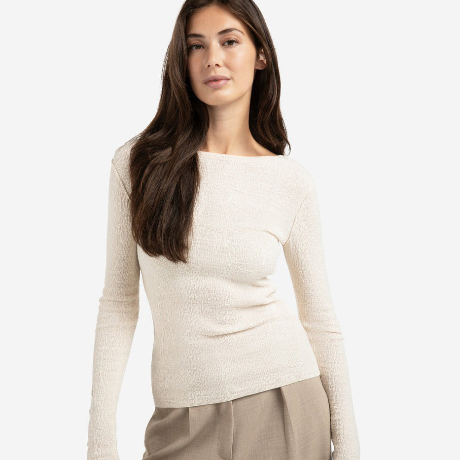 Fine Knitted Top with Texture - Chalk White