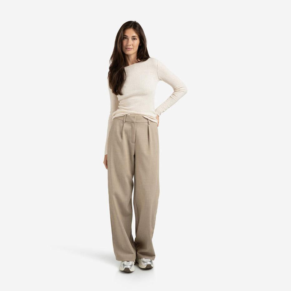 Fine Knitted Top with Texture - Chalk White
