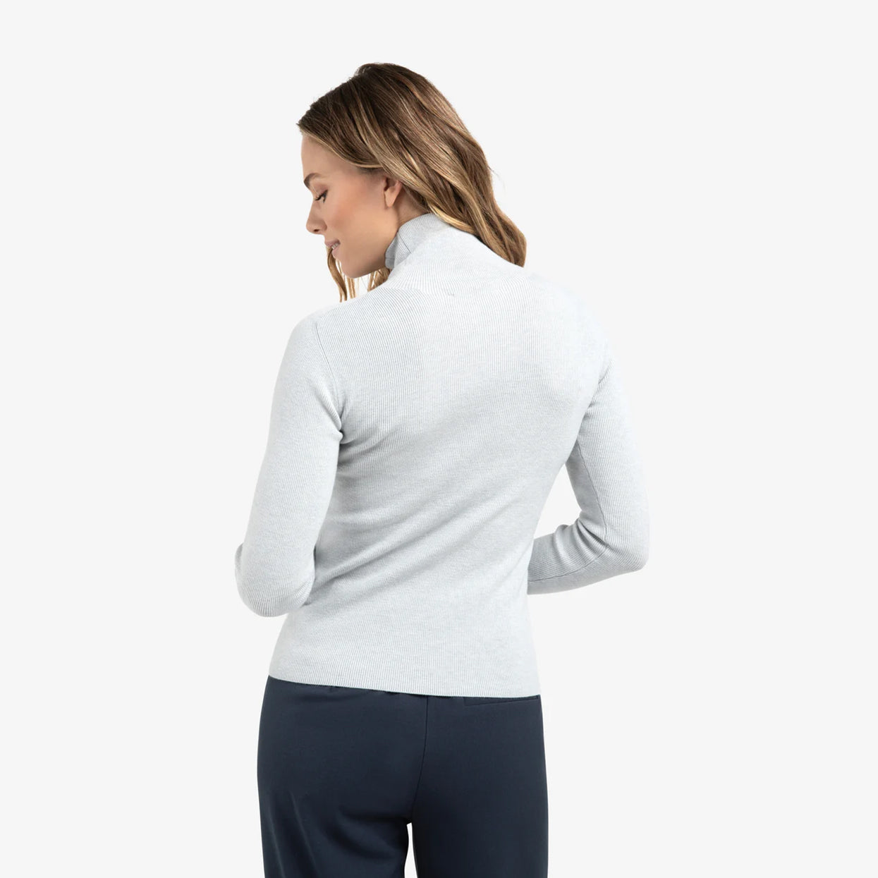 Fitted Ribbed Top with Turtleneck - Secret Spaces Grey