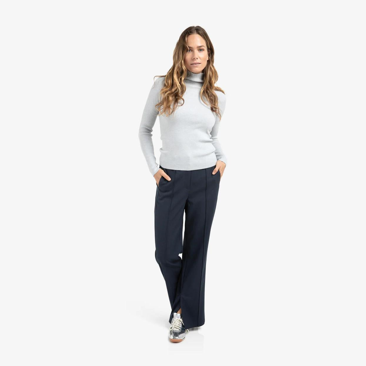 Fitted Ribbed Top with Turtleneck - Secret Spaces Grey