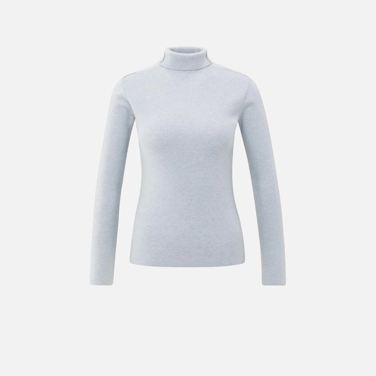 Fitted Ribbed Top with Turtleneck - Secret Spaces Grey