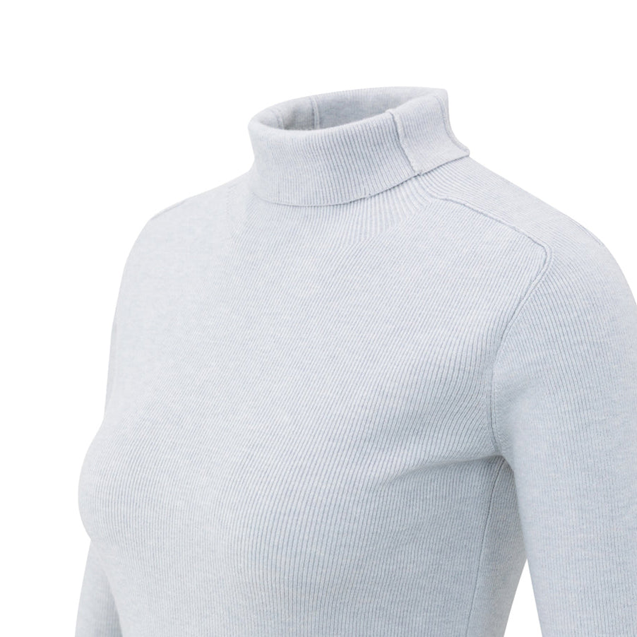 Fitted Ribbed Top with Turtleneck - Secret Spaces Grey