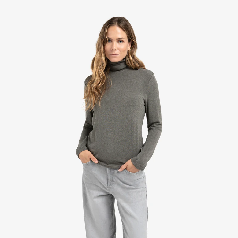 Heavy Jersey Top with Roll Neck
