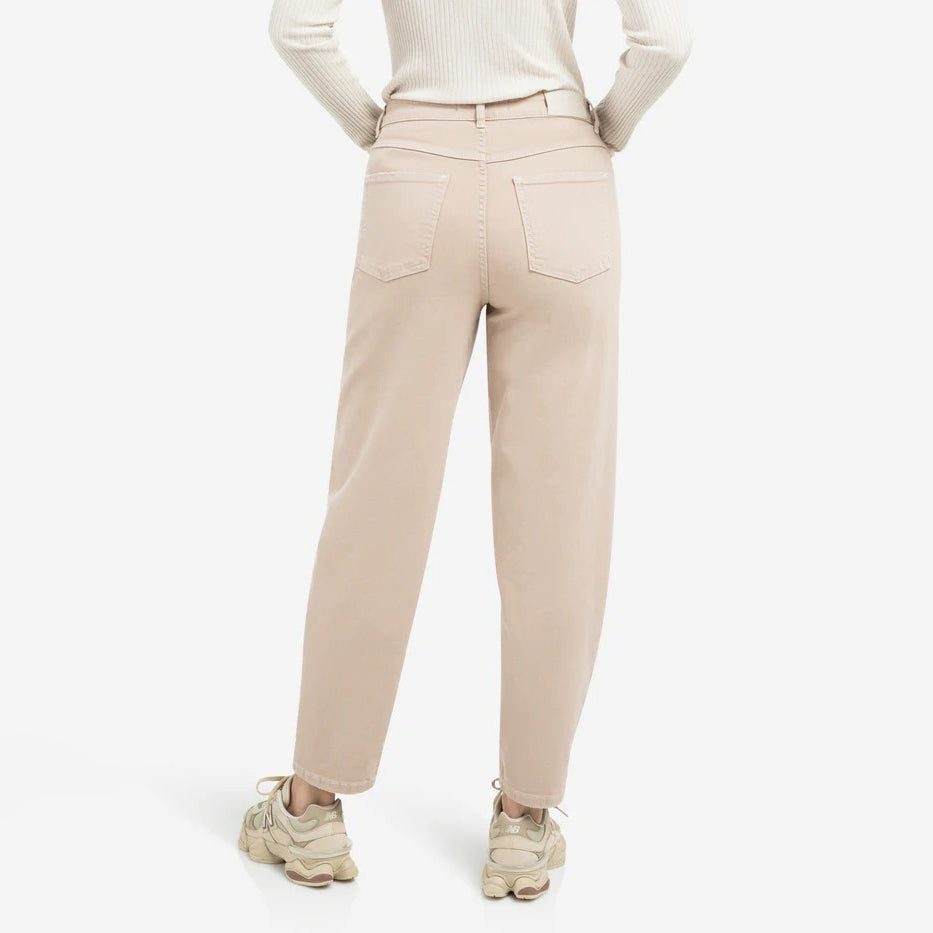 High-Waist Beige Jeans with Loose Fit