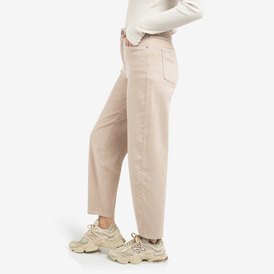 High-Waist Beige Jeans with Loose Fit