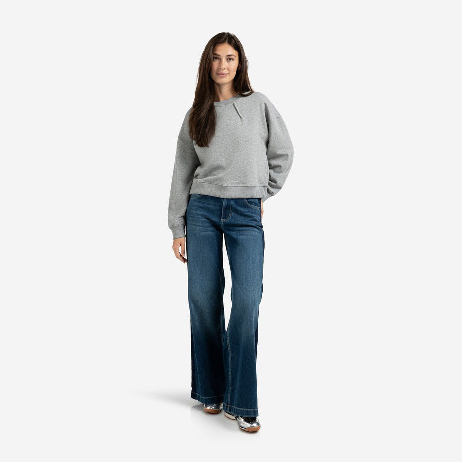 High-Waist, Wide-Leg Jeans with Tape Detail