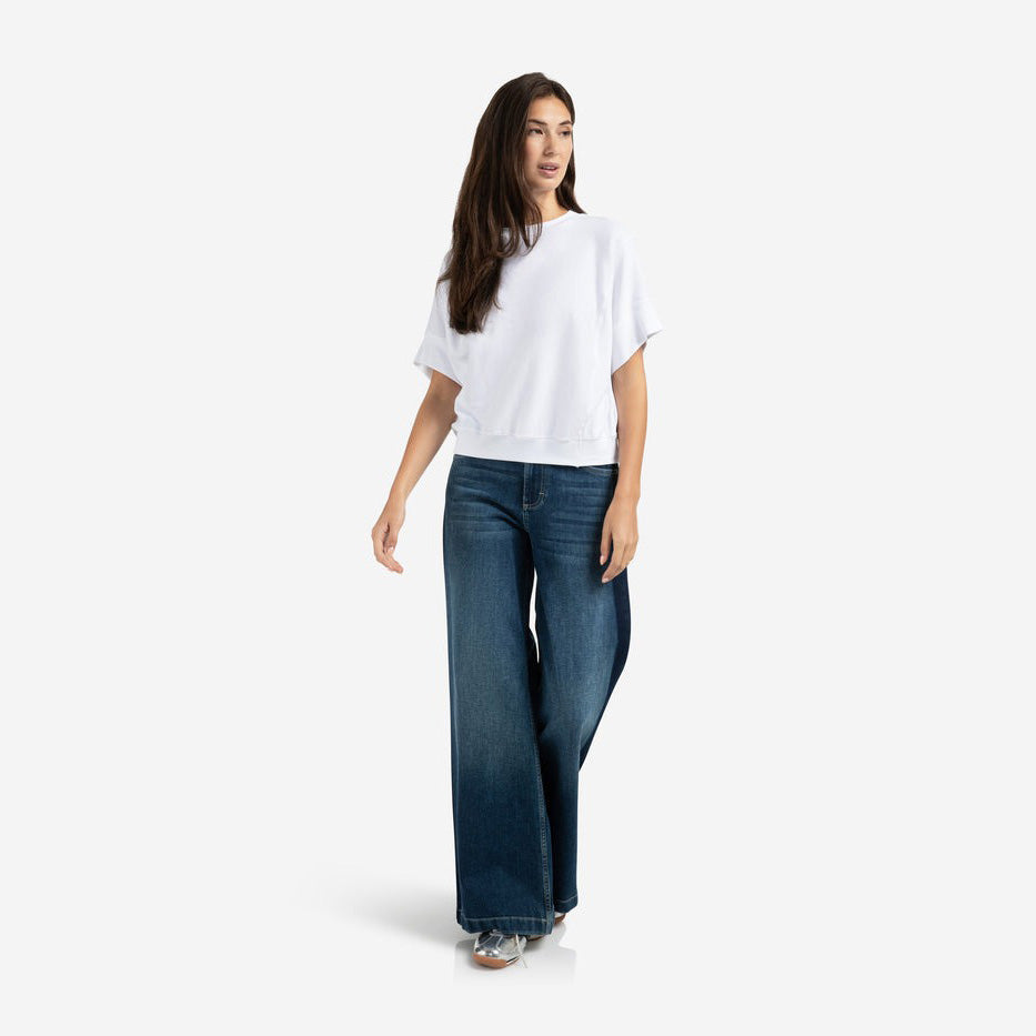 High-Waist, Wide-Leg Jeans with Tape Detail