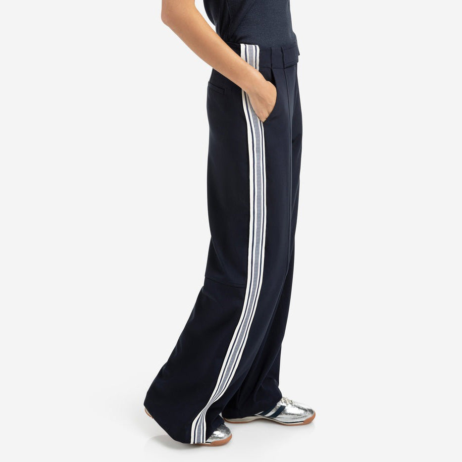 High Waist Trousers with Side Stripes