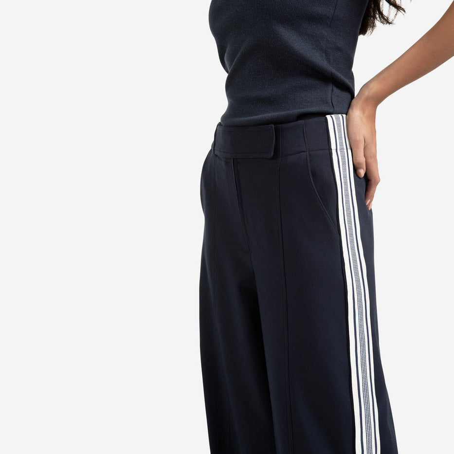 High Waist Trousers with Side Stripes