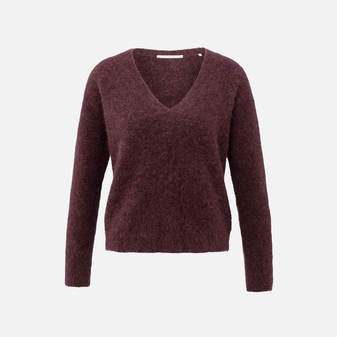 Soft Sweater with V-neck - Fudge Purple