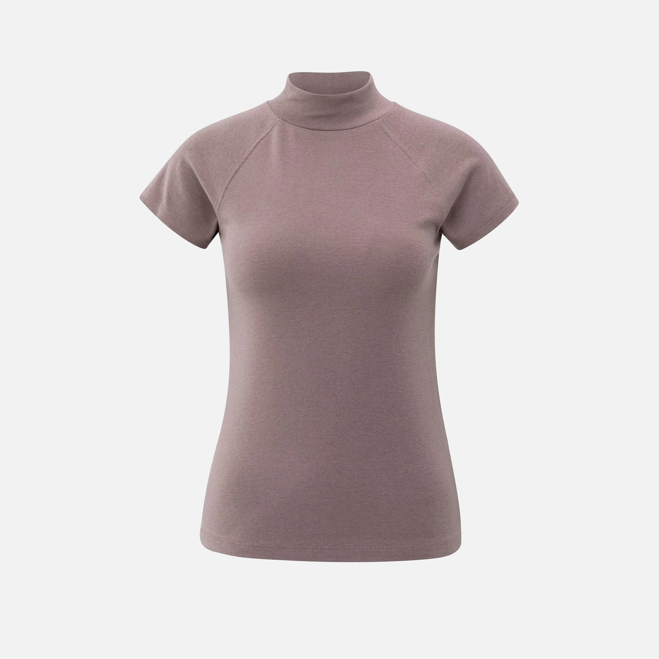 Jersey High Neck Top with Raglan Sleeves - Ephemera Purple