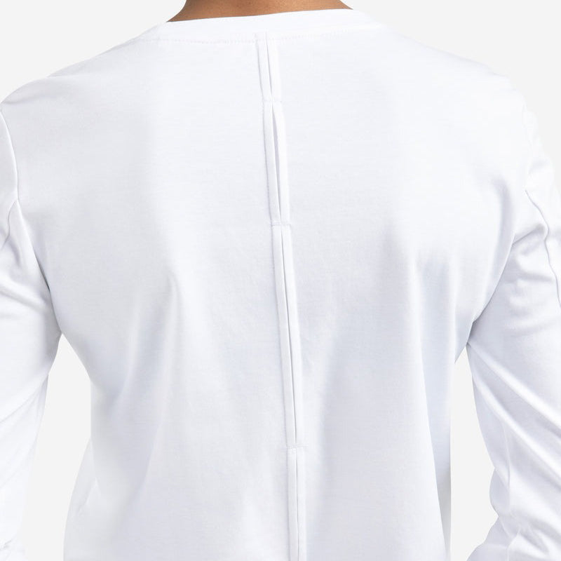 Top with Woven Cuffs and Slit Detail - Pure White