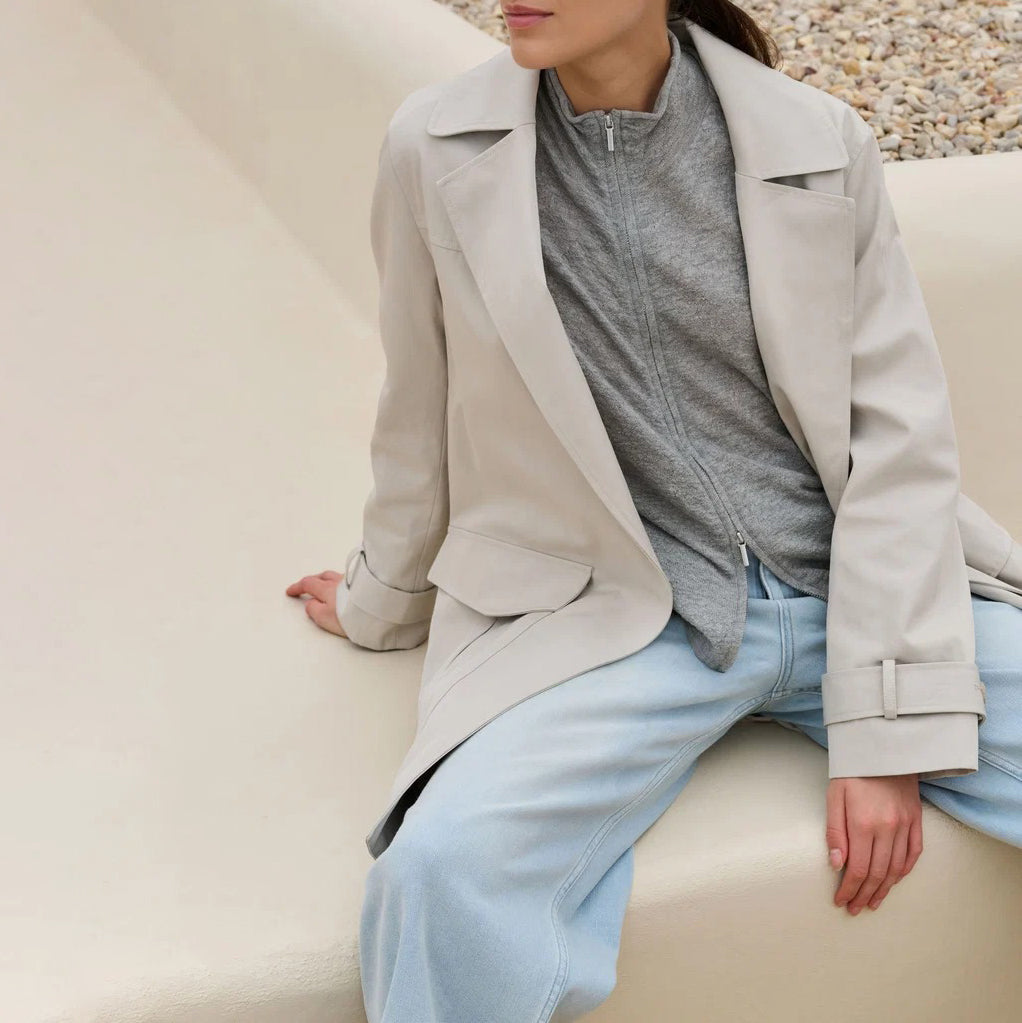 Knitted Cardigan with High Neck and Zipper