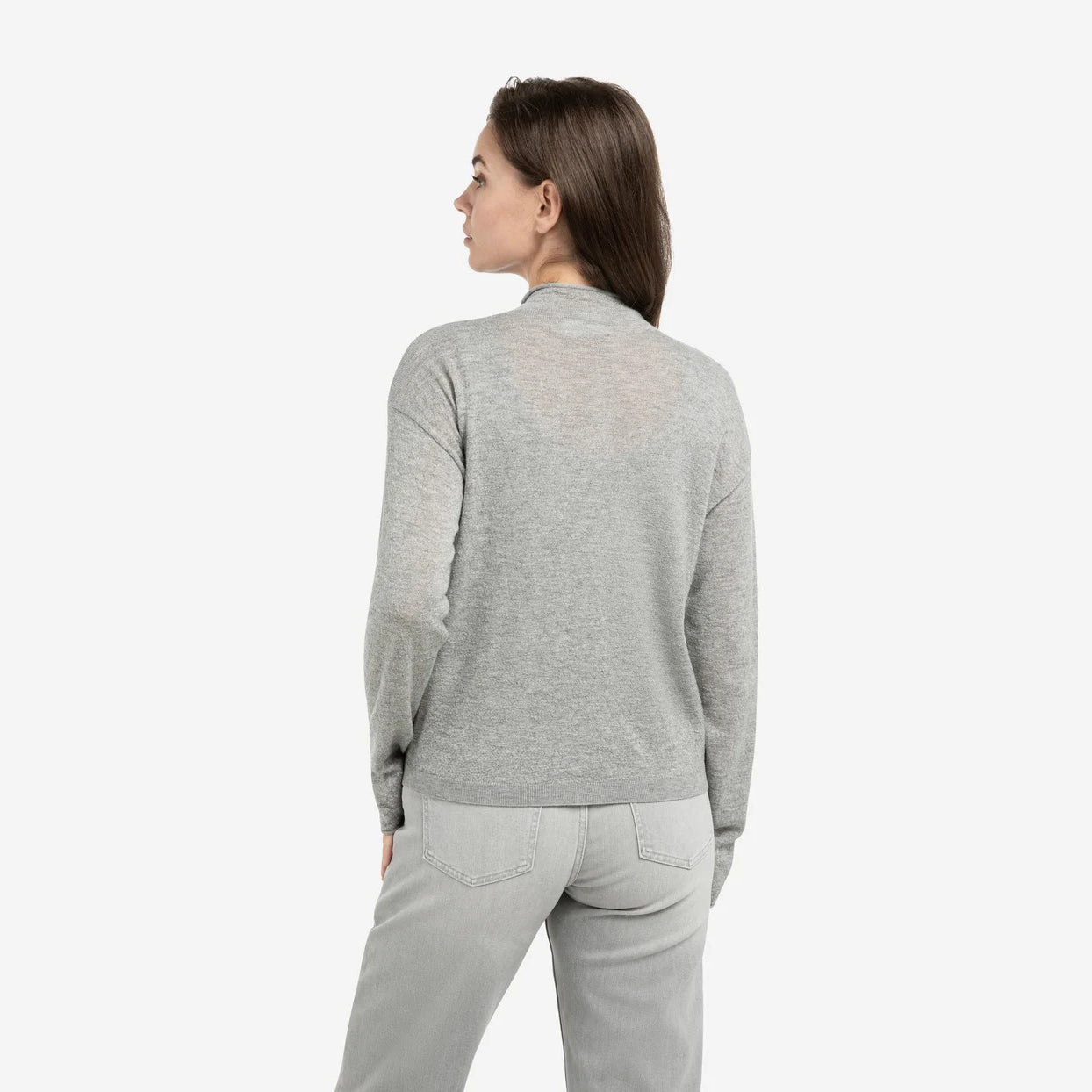 Knitted Cardigan with High Neck and Zipper