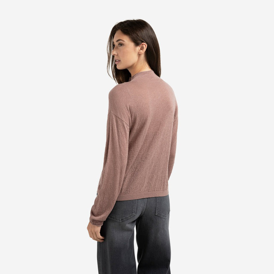 Knitted Cardigan with High Neckline - Blush Pink
