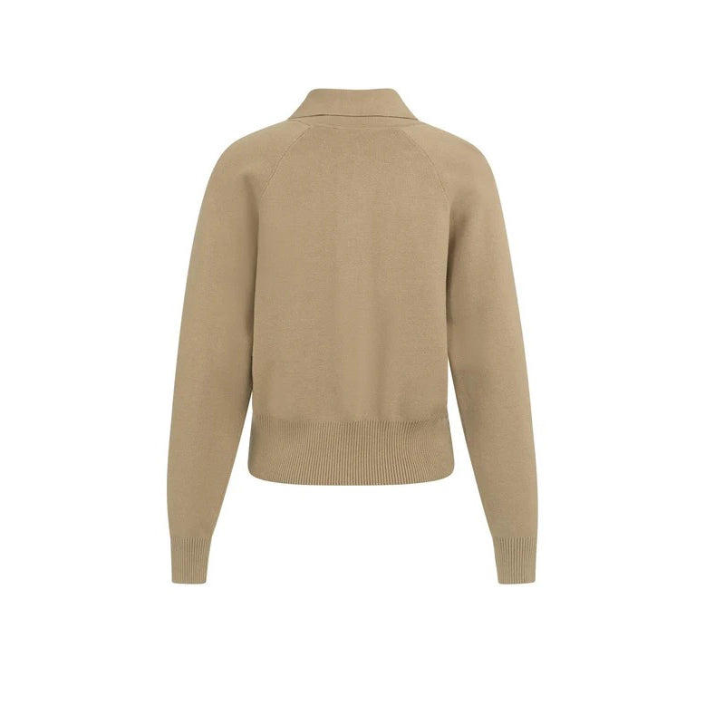 Knitted Cardigan with Zipper and Collar