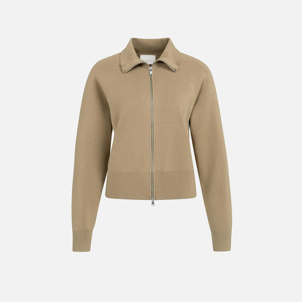 Knitted Cardigan with Zipper and Collar
