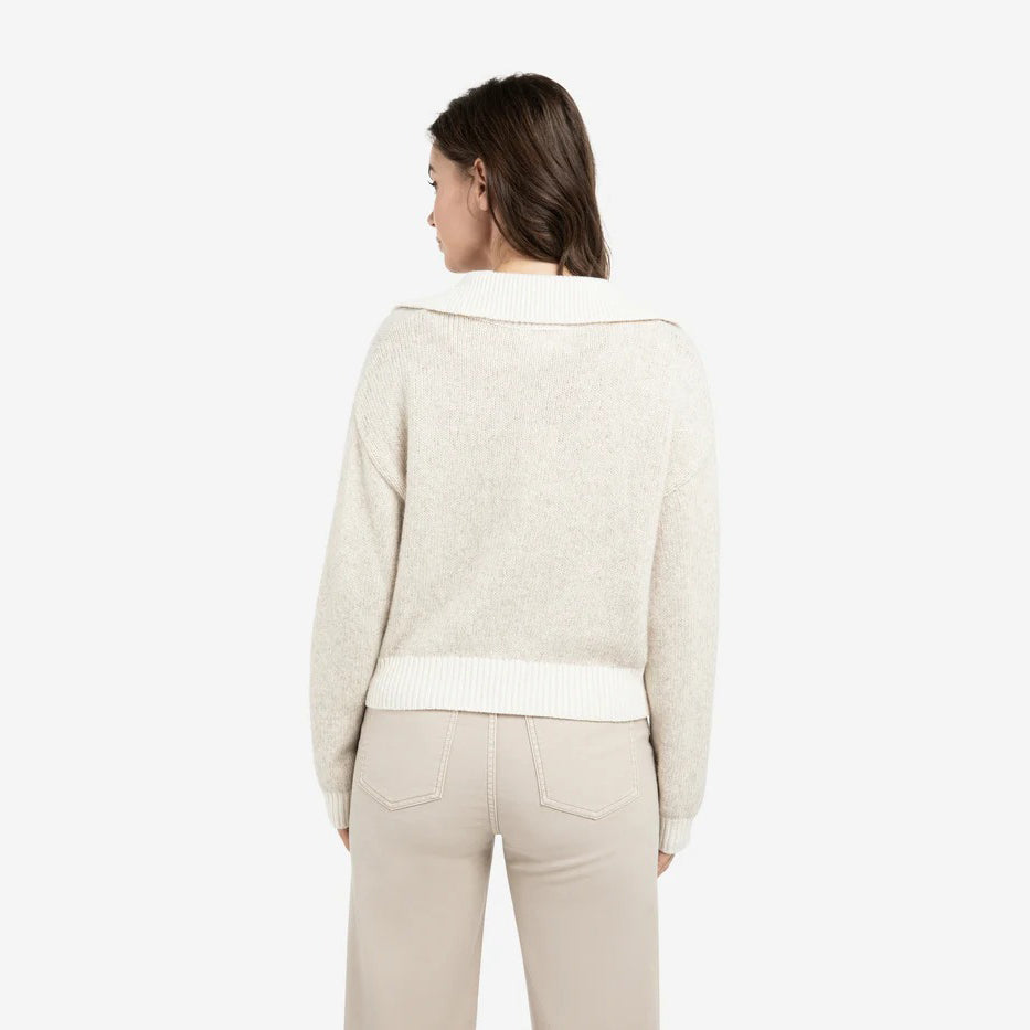 Knitted Sweater with Contrast Collar & Trims