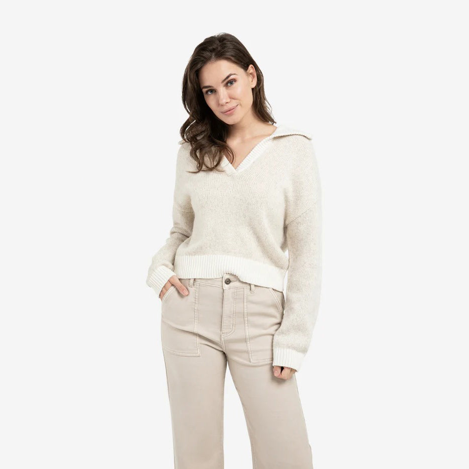 Knitted Sweater with Contrast Collar & Trims