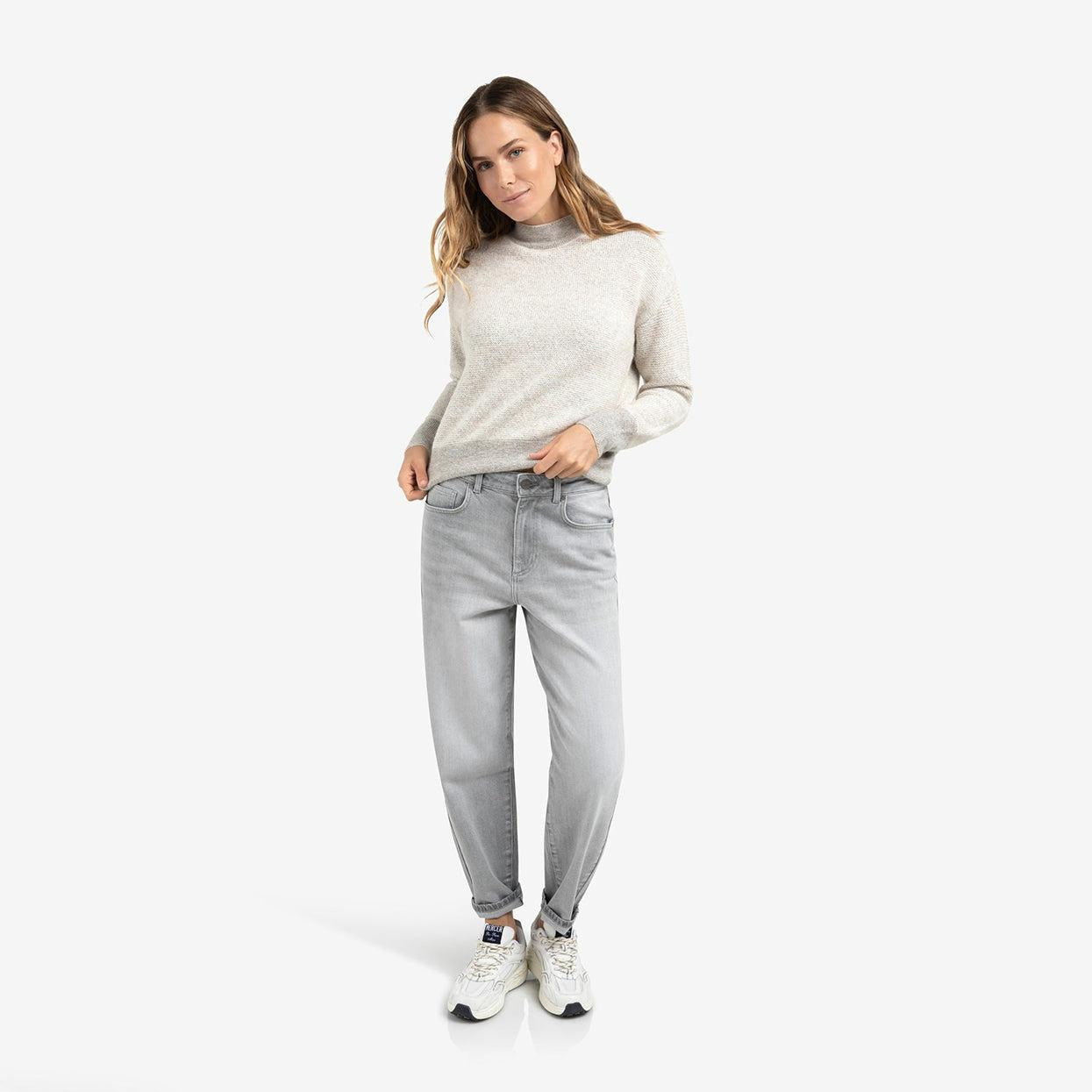 Knitted Sweater with Contrast Ribbed Trims