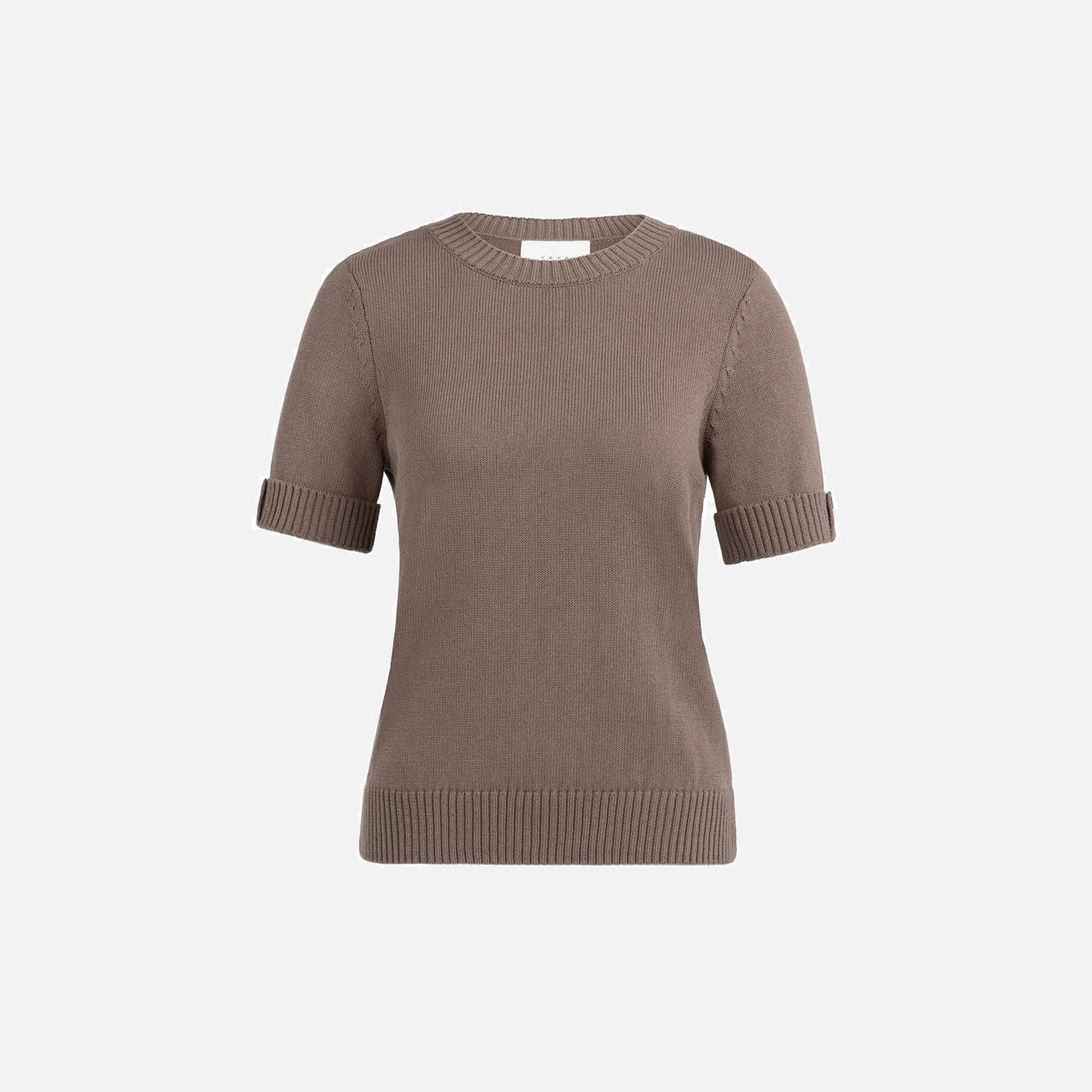 Knitted Sweater Roll Up Short Sleeves - Deep Taupe Brown