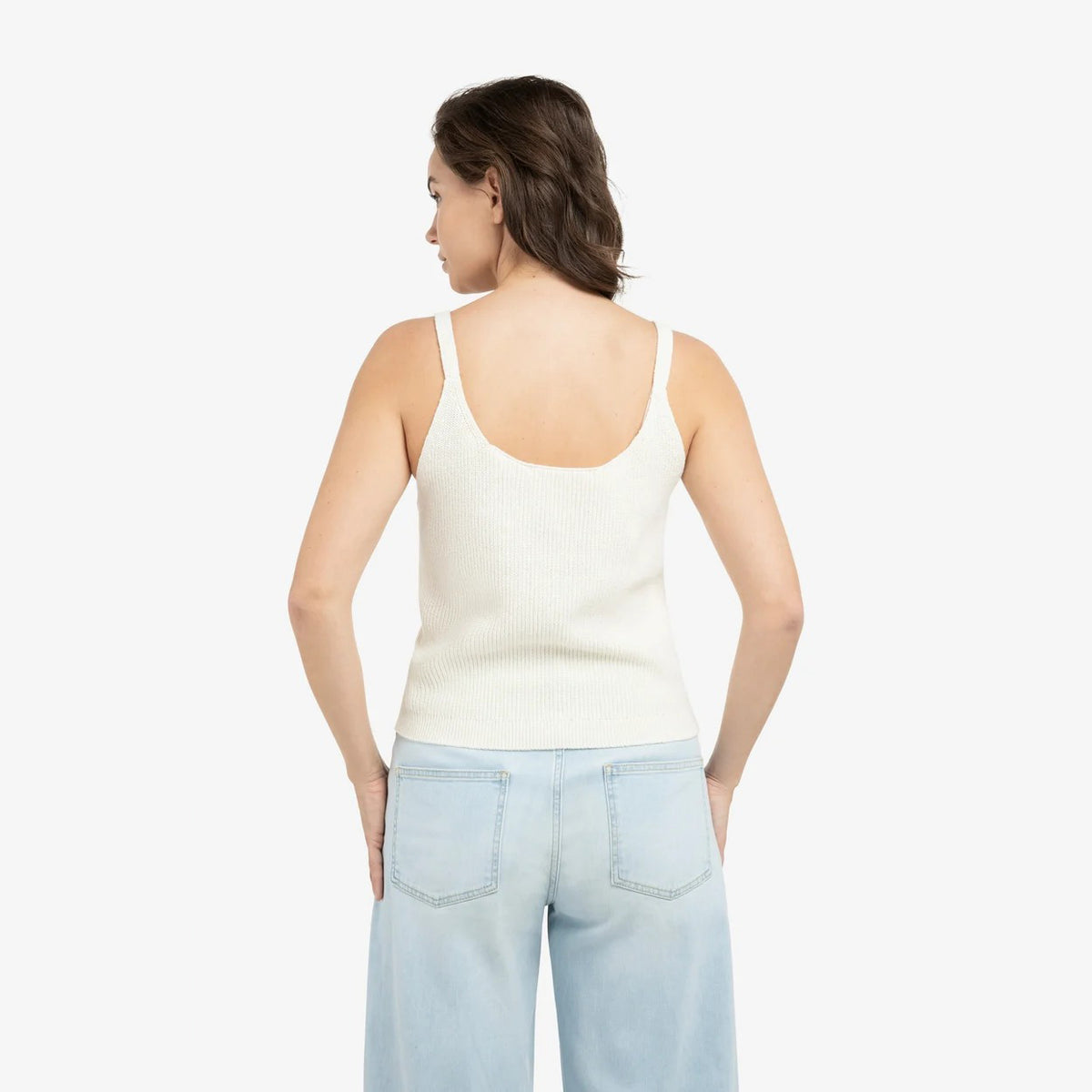 Knitted Tank Top with Rib Texture