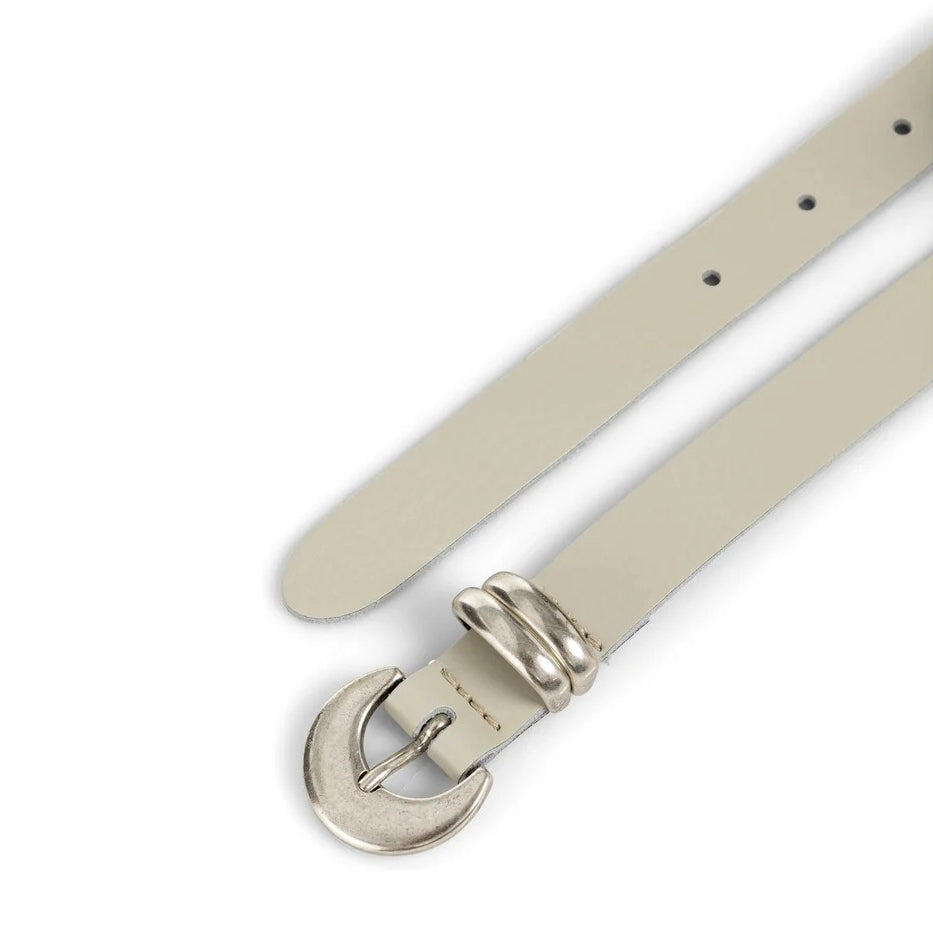 Leather Belt with Gold-Coloured Moon Buckle