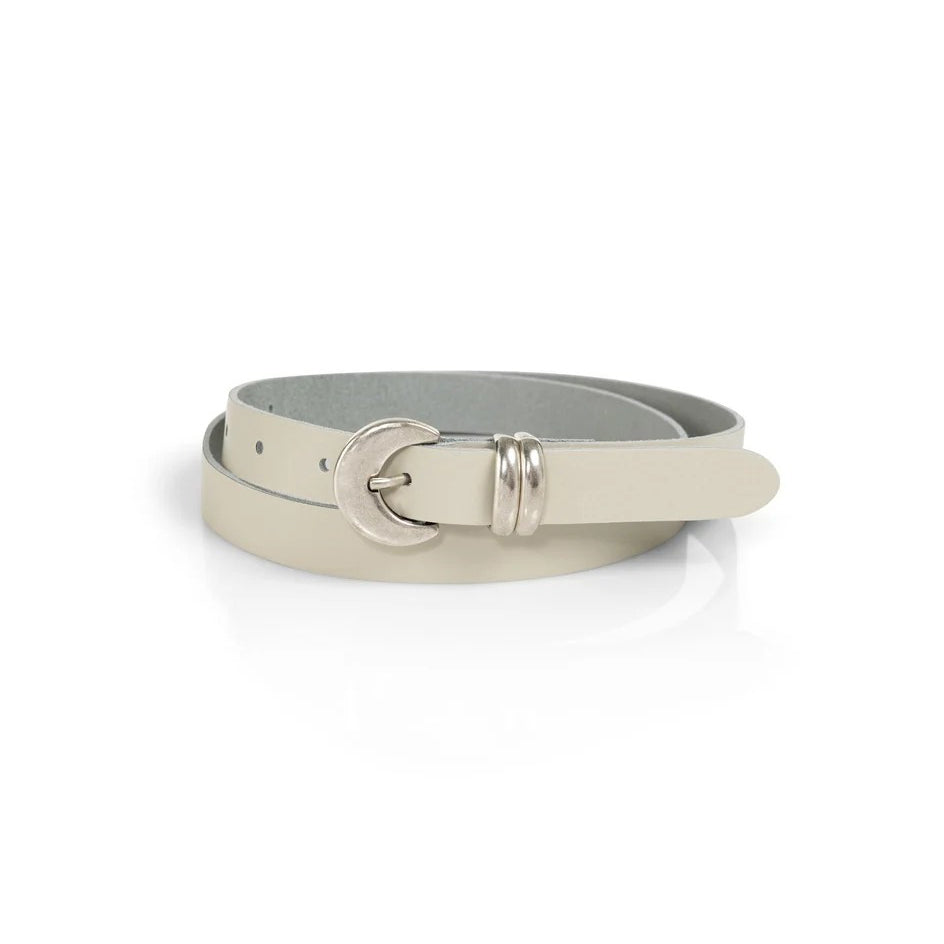 Leather Belt with Gold-Coloured Moon Buckle