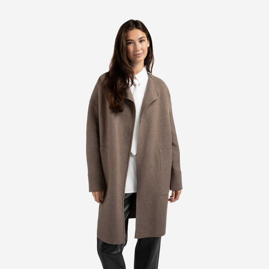 Long Coatigan with Patch Pockets
