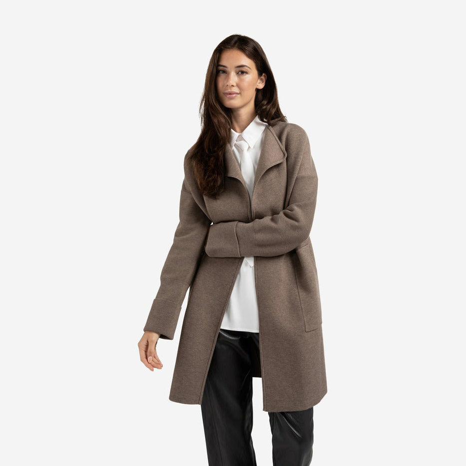 Long Coatigan with Patch Pockets