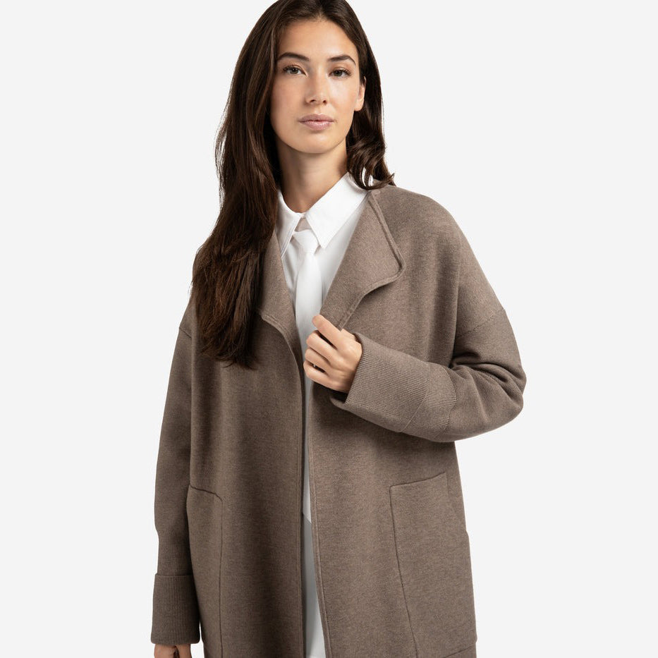 Long Coatigan with Patch Pockets