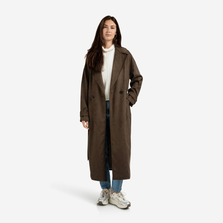 Long Suedine Coat with Belt